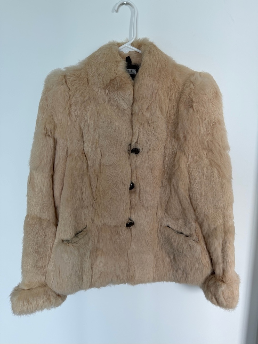 Women’s Vintage Beige Rabbit Fur Jacket Small